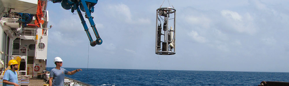 Optics rig being launched off the side of the ship