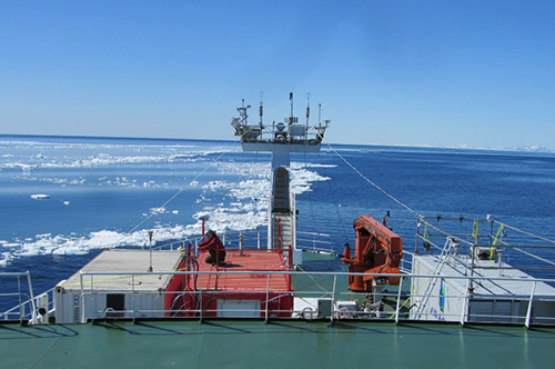 At the ice edge, a line in the sea