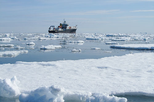 RRS Discovery Research ship in the sea-ice